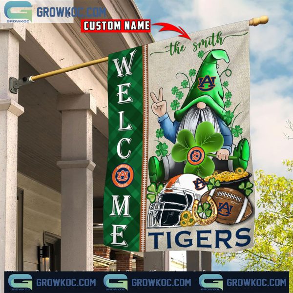 Auburn Tigers St. Patrick’s Day Shamrock Personalized Garden Flag