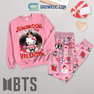 BTS Jungkook Valentine Love Pink Fleece Pajamas Set Long Sleeve
