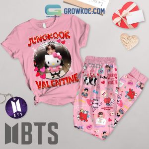 BTS Jungkook Valentine Love Pink Fleece Pajamas Set