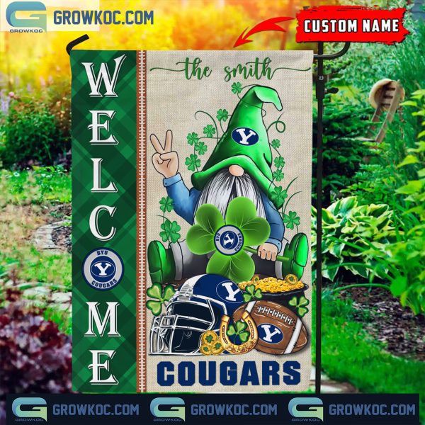 BYU Cougars St. Patrick’s Day Shamrock Personalized Garden Flag