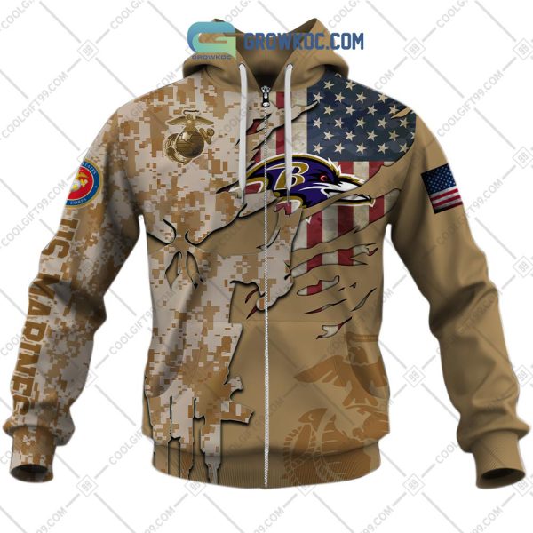 Baltimore Ravens Marine Camo Veteran Personalized Hoodie Shirts