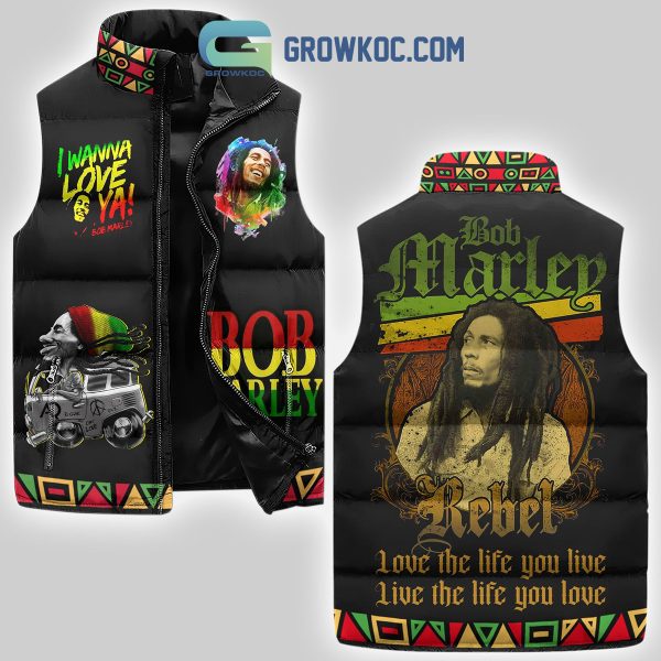 Bob Marley Rebel Love Sleeveless Puffer Jacket