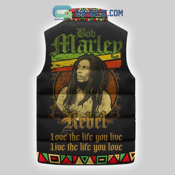 Bob Marley Rebel Love Sleeveless Puffer Jacket