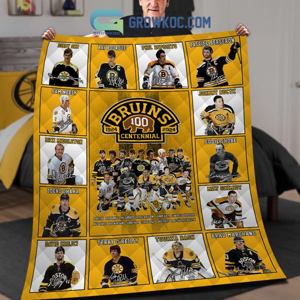 Boston Bruins 100 Centennial Fleece Blanket Quilt