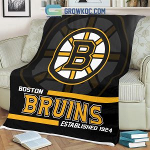 Boston Bruins Established 1924 Fleece Blanket Quilt