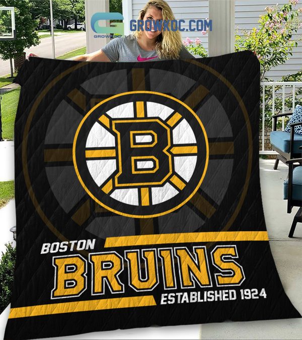 Boston Bruins Established 1924 Fleece Blanket Quilt