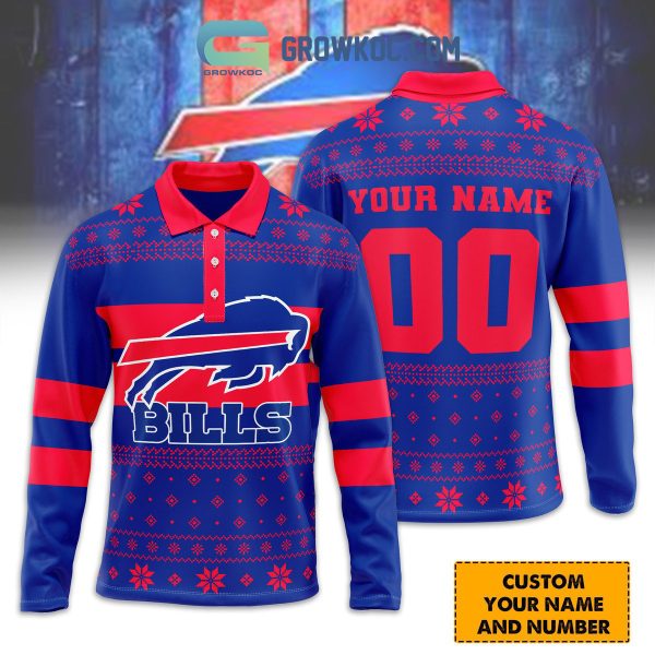 Buffalo Bills Winter Personalized Long Sleeve Polo Shirts