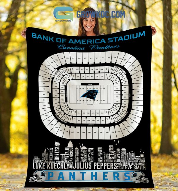 Carolina Panthers Bank of America Stadium Legends Fleece Blanket Quilt