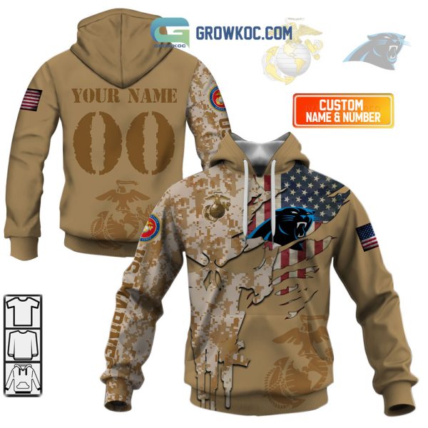 Carolina Panthers Marine Camo Veteran Personalized Hoodie Shirts