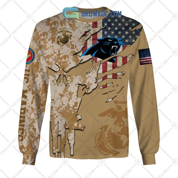 Carolina Panthers Marine Camo Veteran Personalized Hoodie Shirts