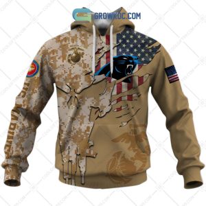 Carolina Panthers Marine Camo Veteran Personalized Hoodie Shirts