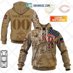 Chicago Bears Marine Camo Veteran Personalized Hoodie Shirts