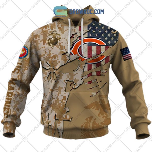 Chicago Bears Marine Camo Veteran Personalized Hoodie Shirts