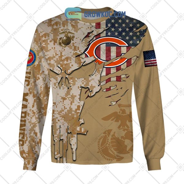 Chicago Bears Marine Camo Veteran Personalized Hoodie Shirts