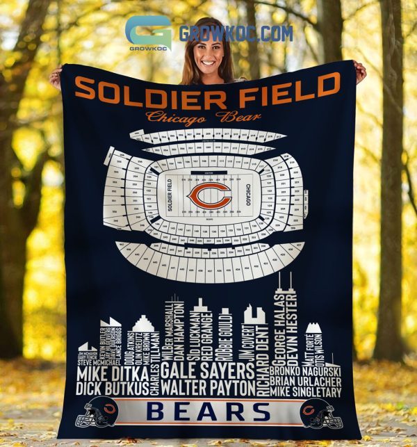 Chicago Bears Soldier Field Stadium Legends Fleece Blanket Quilt