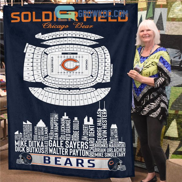 Chicago Bears Soldier Field Stadium Legends Fleece Blanket Quilt