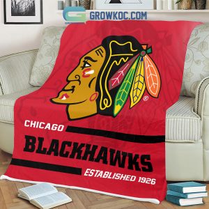 Chicago Blackhawks Established 1926 Fleece Blanket Quilt