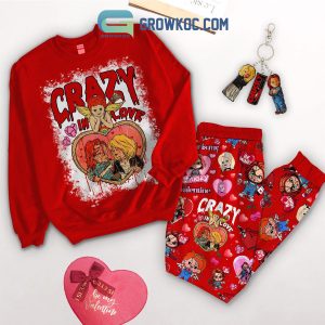 Chucky Valentine Crazy In Love Fleece Pajamas Set Long Sleeve