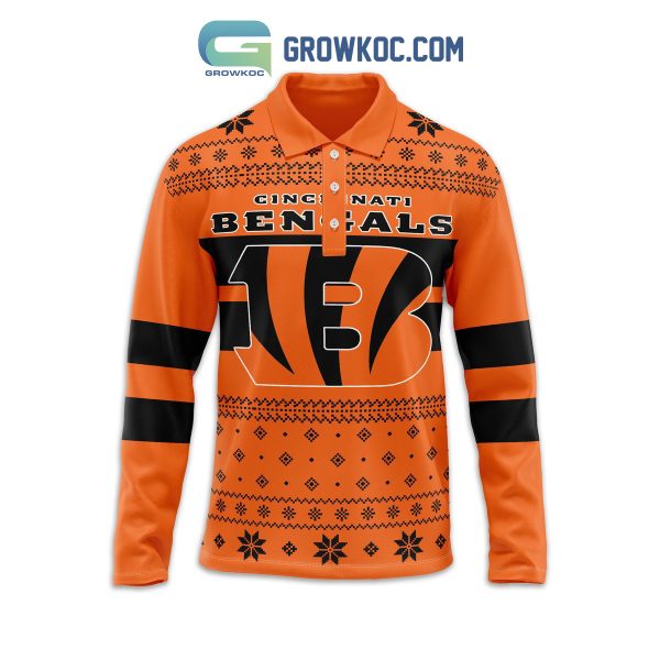 Cincinnati Bengals Fan Personalized Long Sleeve Polo Shirts