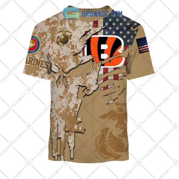 Cincinnati Bengals Marine Camo Veteran Personalized Hoodie Shirts