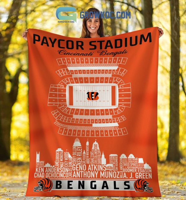 Cincinnati Bengals Paycor Stadium Legends Fleece Blanket Quilt