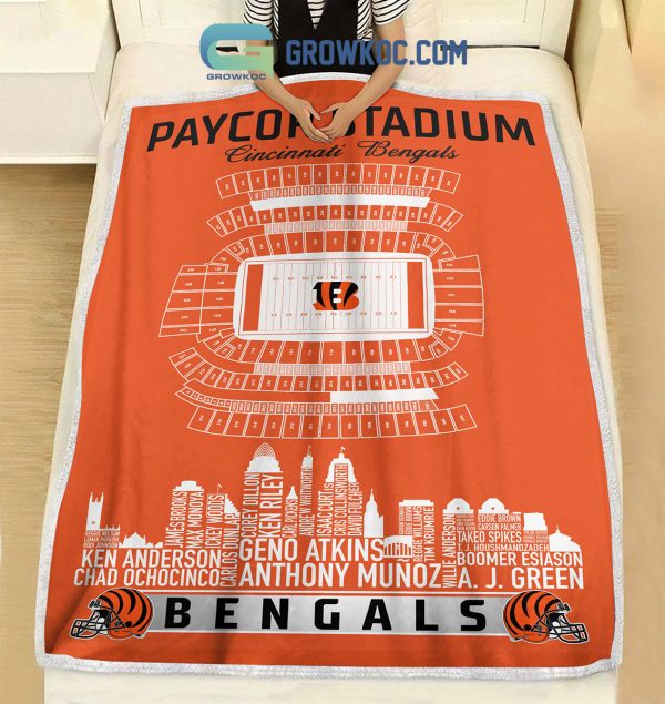 Cincinnati Bengals Paycor Stadium Legends Fleece Blanket Quilt