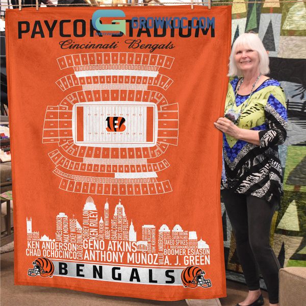 Cincinnati Bengals Paycor Stadium Legends Fleece Blanket Quilt