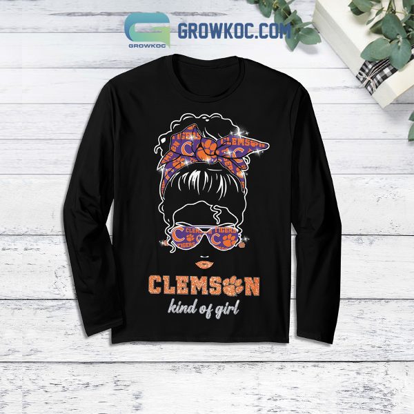 Clemson Tigers Kind Of Girl Fleece Pajamas Set Long sleeve