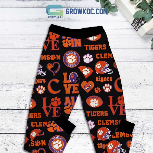 Clemson Tigers Kind Of Girl Fleece Pajamas Set Long sleeve