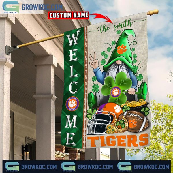 Clemson Tigers St. Patrick’s Day Shamrock Personalized Garden Flag