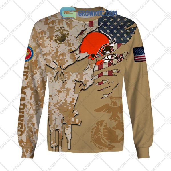Cleveland Browns Marine Camo Veteran Personalized Hoodie Shirts