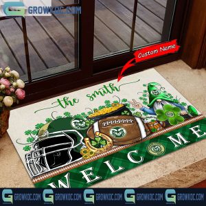 Colorado State Rams St. Patrick’s Day Shamrock Personalized Doormat