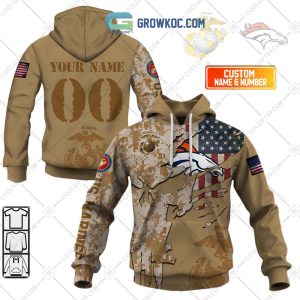 Denver Broncos Marine Camo Veteran Personalized Hoodie Shirts