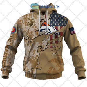 Denver Broncos Marine Camo Veteran Personalized Hoodie Shirts