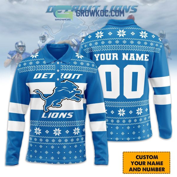 Detroit Lions Fan Personalized Long Sleeve Polo Shirts