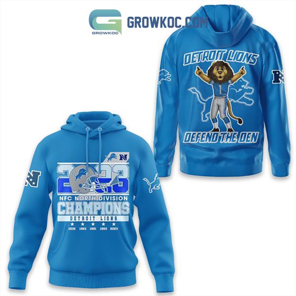 Detroit Lions NFC North Champs 2023 The Den Blue Hoodie Shirts