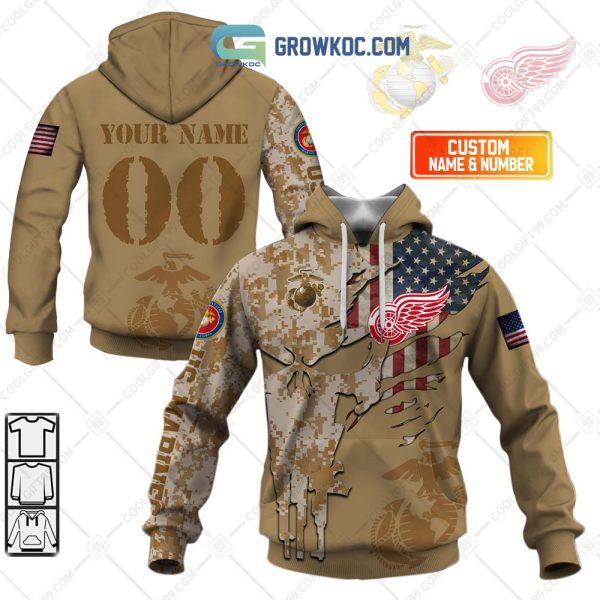 Detroit Red Wings Marine Corps Personalized Hoodie Shirts