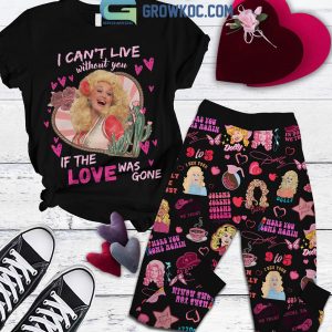 Dolly Parton Can’t Live Without You Fleece Pajamas Set Black