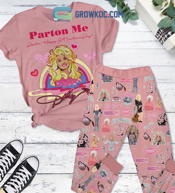 Dolly Parton Me Valentine Pink Fleece Pajamas Set