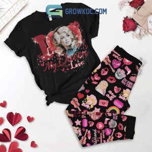 Dolly Parton My Queen My Valentine Black Fleece Pajamas Set