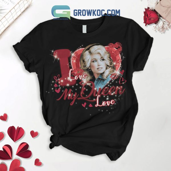 Dolly Parton My Queen My Valentine Black Fleece Pajamas Set