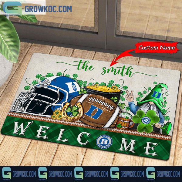 Duke Blue Devils St. Patrick’s Day Shamrock Personalized Doormat