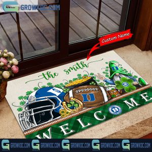 Duke Blue Devils St. Patrick’s Day Shamrock Personalized Doormat