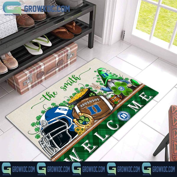 Duke Blue Devils St. Patrick’s Day Shamrock Personalized Doormat