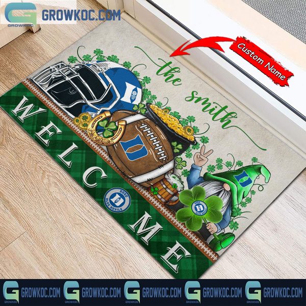 Duke Blue Devils St. Patrick’s Day Shamrock Personalized Doormat