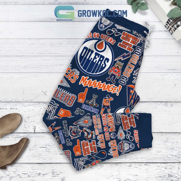 Edmonton Oilers Run On Coffee Fleece Pajamas Set