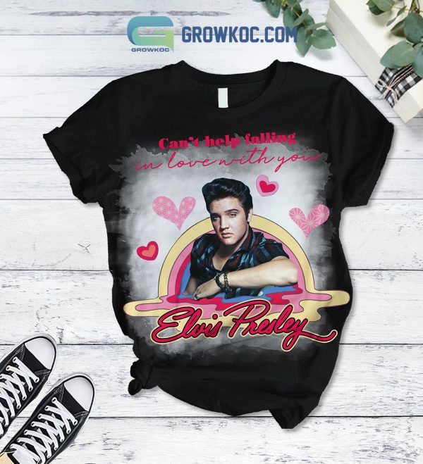 Elvis Presley Falling In Love Valentine Fleece Pajamas Set Black