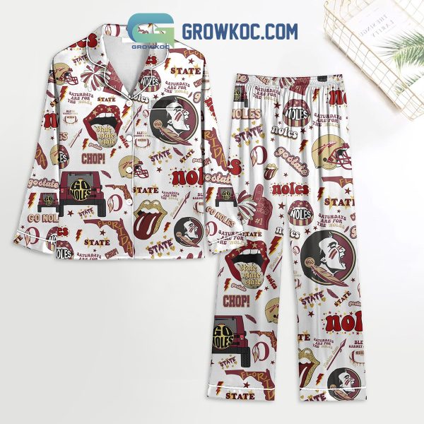 Florida State Seminoles Go Noles Polyester Pajamas Set White Version