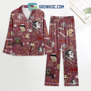 Florida State Seminoles Go Noles Red Design Polyester Pajamas Set