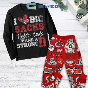 Georgia Bulldogs Love Big Sacks  Fleece Pajamas Set Long Sleeve